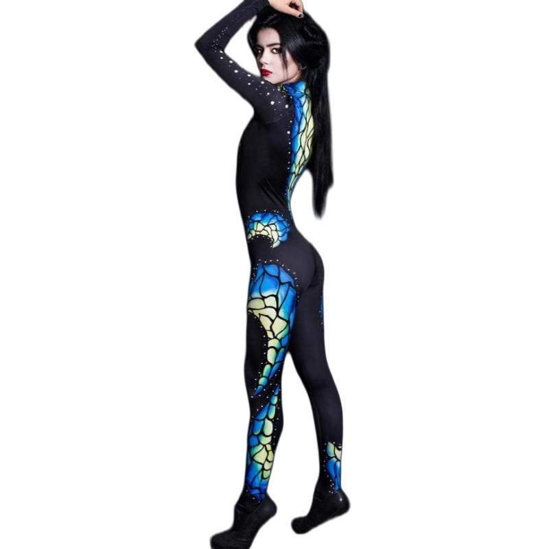 Unisex 3D Digital Snake Python Animal Printing Carnival Jumpsuit Halloween Party Role Play Outfit Women Men Cosplay Costume