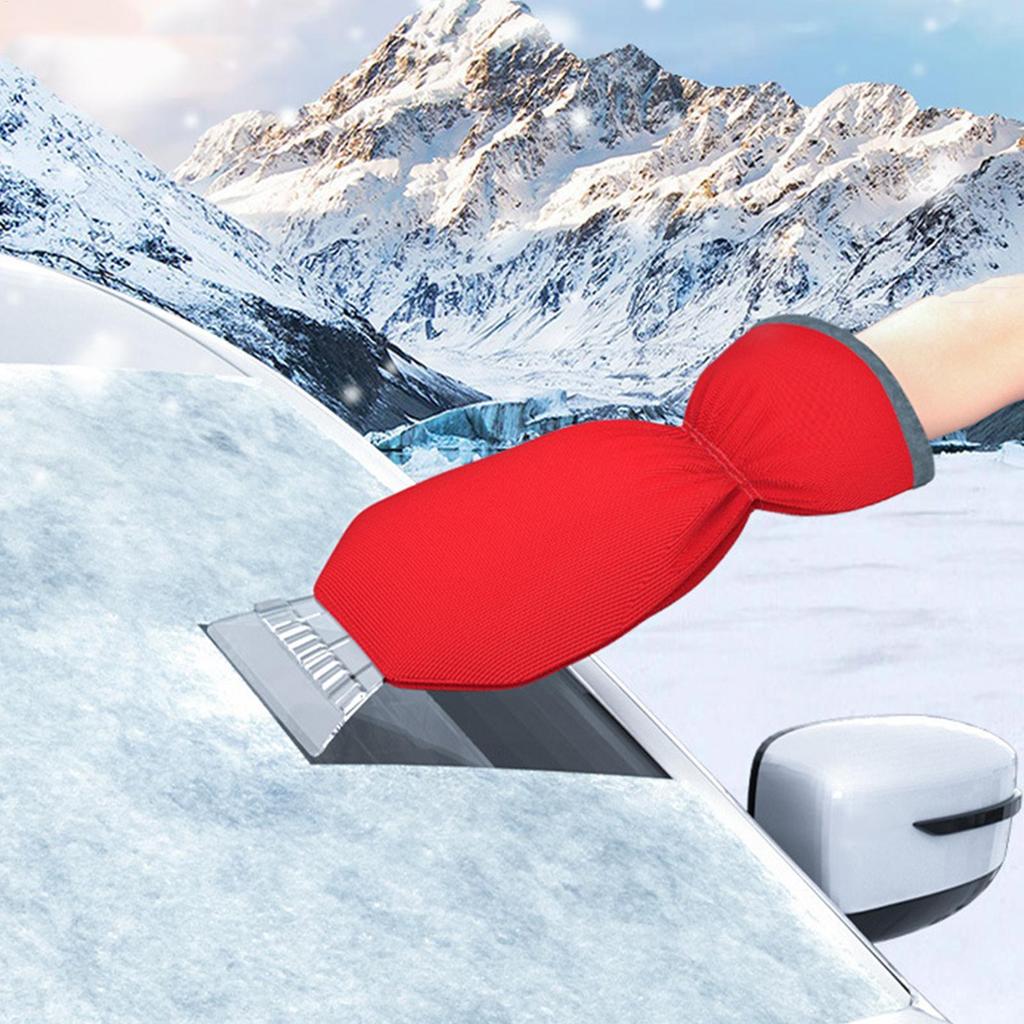 All-in-One Car Ice Scraper & Snow Brush with Thermal Gloves - Heavy-Duty Winter Snow Removal Kit, Windshield Squeegee