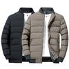 Men Jacket Cotton Padded Long Sleeve Solid Color Stand Collar Coldproof Winter Coat Baseball Jacket Streetwear