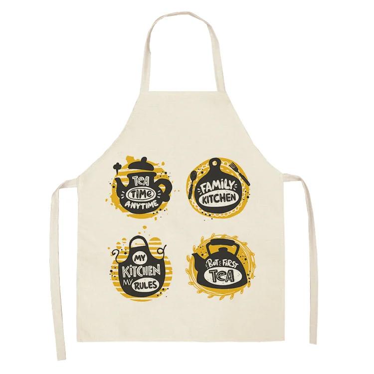 Cake Letters Women's  Kitchen Cotton Linen Apron Black Bib Household CleaningCooking