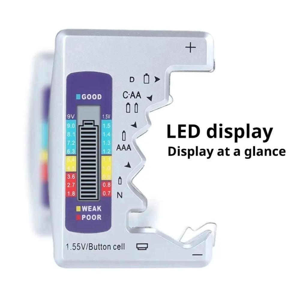 LCD Display Digital Battery Tester for C D N AA AAA 9V Button Cell Batteries Portable Battery Capacity Indicator Battery Level Tester Voltage Meter