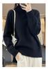 High-Neck Women's Wool Sweater: Autumn/Winter Loose Fit, Raglan Sleeve, Solid Color Pullover in Wang Fei's Style