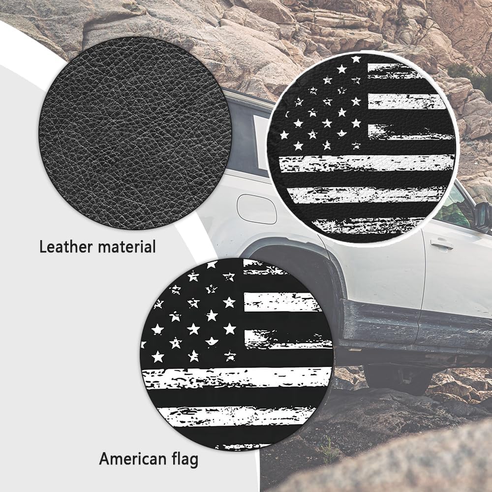 15" Spare Tire Covers For Tire,USA Flag Trailer Spare Tire Cover For All-Around Protection,Universal Spare Tire Covers For Trailers Fits Cars SUVs