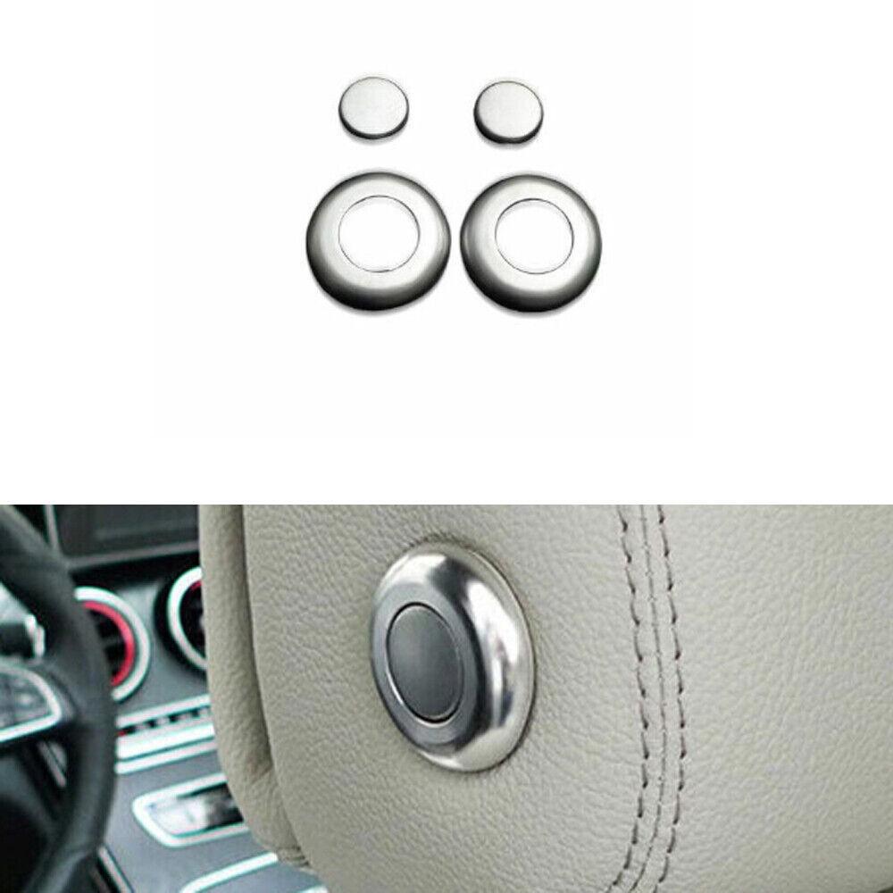 Silver Aluminum Seat Headrest Button Frame Cover Trim For Benz GLE GLS 2016-2019