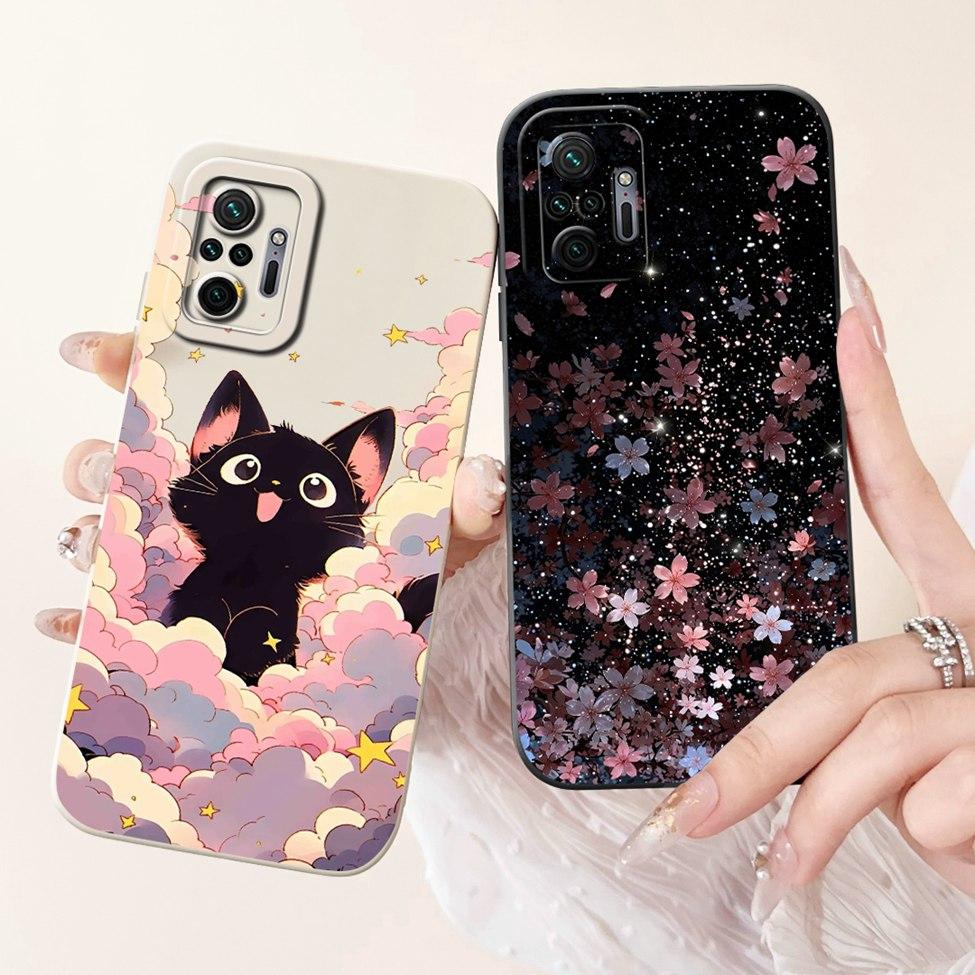 For Redmi Note 10 Pro 4G Case Cover Silicone Cute Cat Fashion Butterfly Flowers Love Funny Painted Phone Case M2101K6G M2101K6R