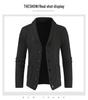 Suéter Cardigan Masculino Plus Size de Tricô com Tranças e Gola Lapela - Peça de Roupa Casual da Moda