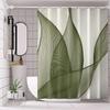 Green Leaf Texture Shower Curtain - No-Drill Hanging, Floral Design, All-Season Use, Lightweight & Easy To Clean