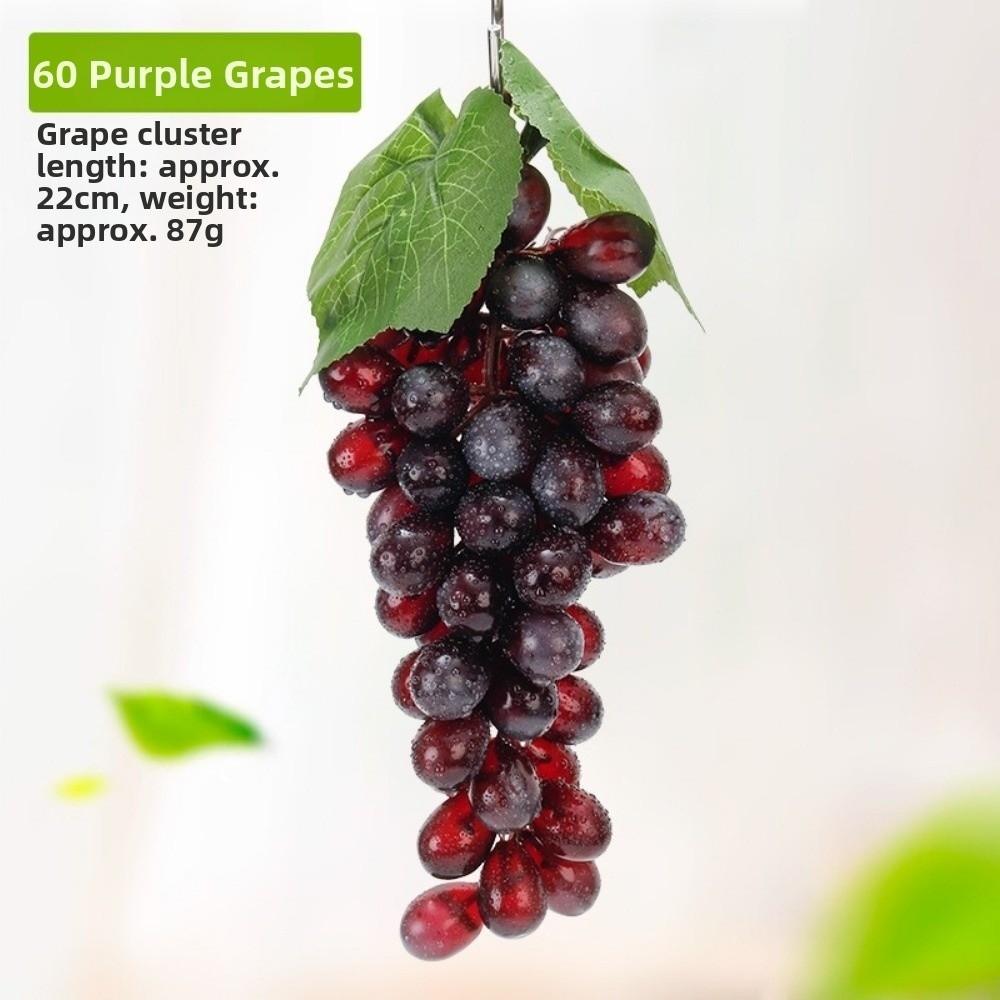 Realistic Artificial Grapes Bunches Decorative Simulation Artificial Faux Fruits Green Grass Fake Grape Bundles