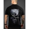 Męska koszulka gotycka z nadrukiem czaszki, rozmiar europejski - krótki rękaw, casualowa, z okrągłym dekoltem, z zadziornym wzorem kości, można prać w pralce, całoroczna góra do stylizacji