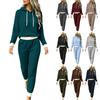 Women's Fashion Color Hoodie and Elastic Waist Pants with Pockets 2 Piece Set