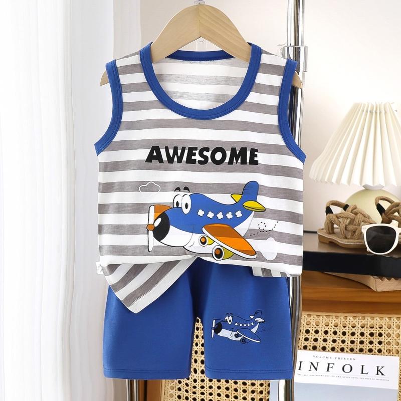 2pcs/set Children Sets Kids Cartoon Vest Suit Summer Sleeveless Tank Tops + Shorts Set Toddler Baby Boys Girls Outfits Clothes