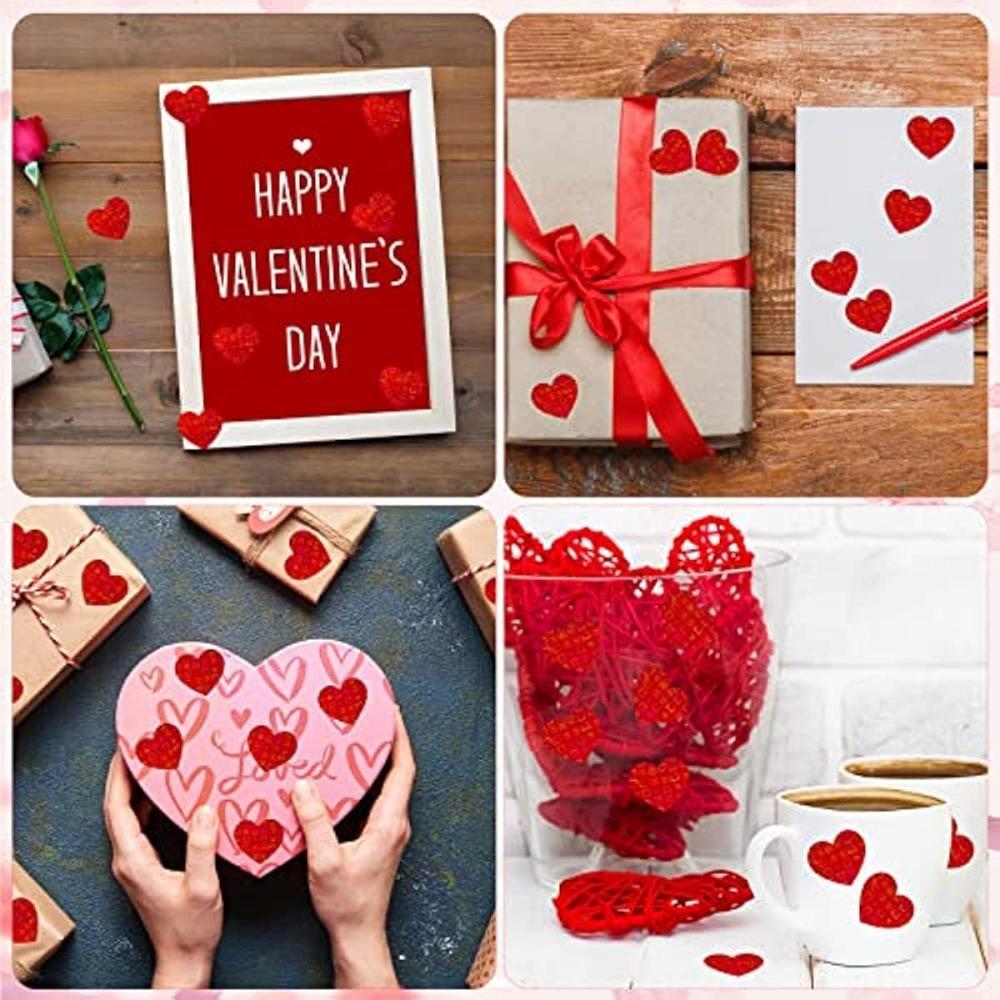 500pcs/roll Red Love Heart Stickers Scrapbooking Adhesive Stickers for Valentine's Day Party Wedding Decor Stationery Sticker