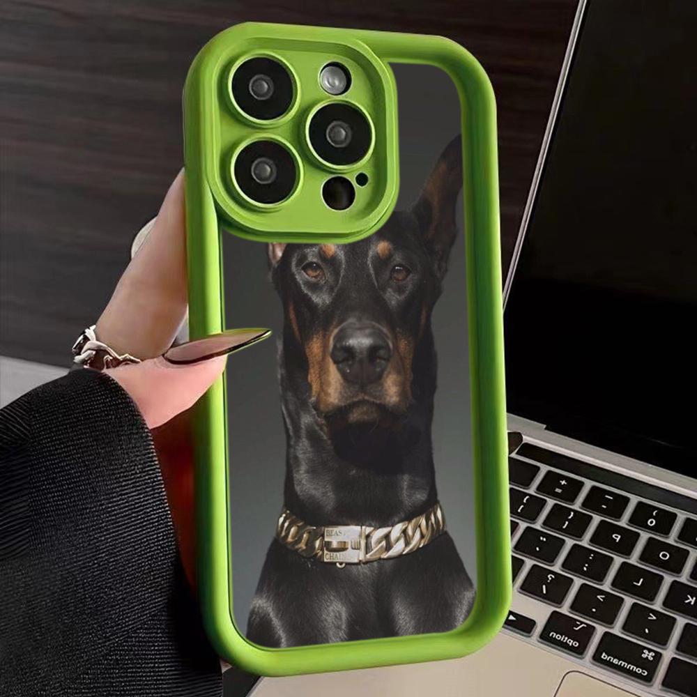 LZ14 Dog Doberman Animal Art Silicone Phone Case for iPhone 11 13 14 15 16 Pro Max 7 8 16 Plus 12 Mini XS Max XR Shockproof Back Cover