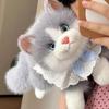 Realistic Stuffed Animal Cat Life Like Plush Cat Animals Toy Reclining Soft Toy Cat with Bow Soft Cuddly Gift for Girls Birthday