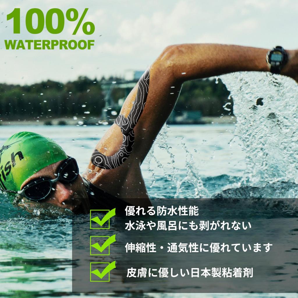 OKTAPE PRO Kinesiology Tape 50mm X 5m Kinesiology Tape Taping Stretchable Sports Tape Muscle Support Training Workout (Black & White)