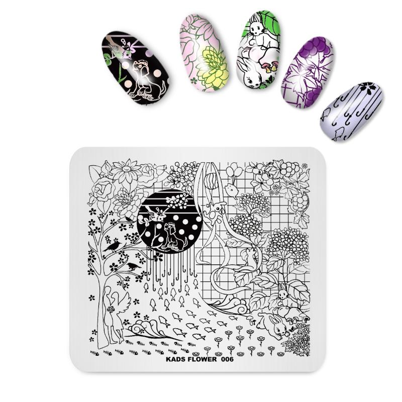 kads Nail Stamping Plates Flower 006 Romantic Night Image Nail Art Templates Stamp for Nails Manicure Tools