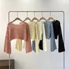 Couverture de protection solaire Col rond Manches extra longues Doux Extensible Protection solaire Pulls Hauts Couleur unie Design ajouré Hauts courts en tricot