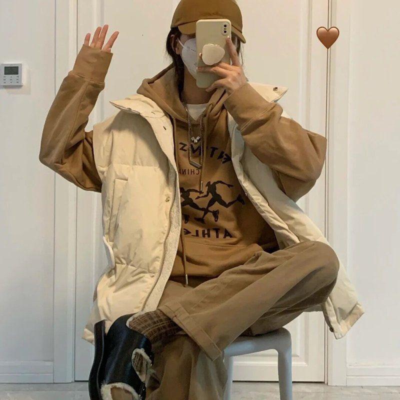 

Женский жилет больших размеров, осенне-зимний, с воротником-стойкой, утепленный, для повседневных поездок на работу, с плечами, для холодной погоды 2XL бежевый