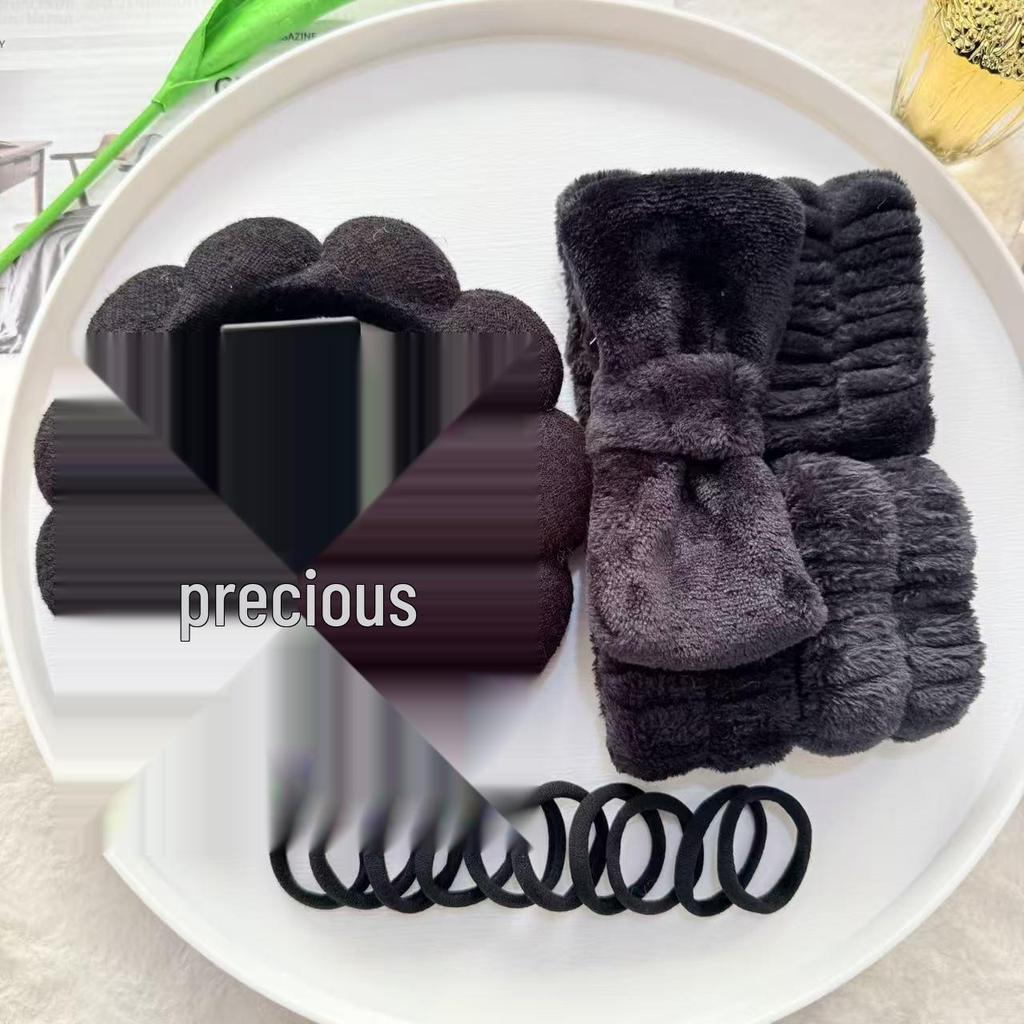 16-Piece Multi-Color Soft Headband and Hair Clip Set with Bowknot Washband and Elastic Hair Ties