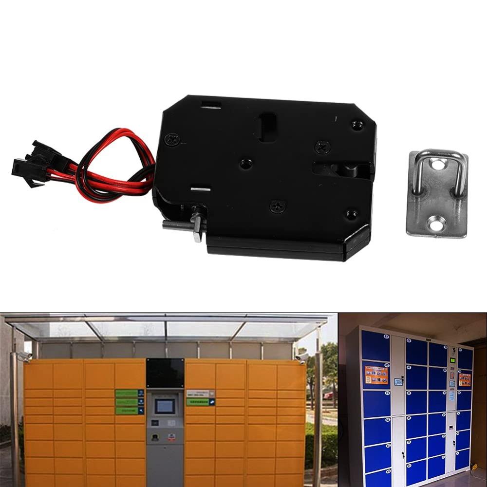 Cerradura de Pestillo Eléctrico Negra Cerradura de Control Eléctrico de Cobre Cerradura Electromagnética de Gabinete Trabajador