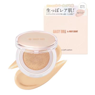 [Coverage] X [Glowing Finish] DAISY DOLL by MARY QUANT Glow Soft Cushion (02, Natural Beige with a Healthy Glow) SPF50+, PA++++ [Korean Foundation,