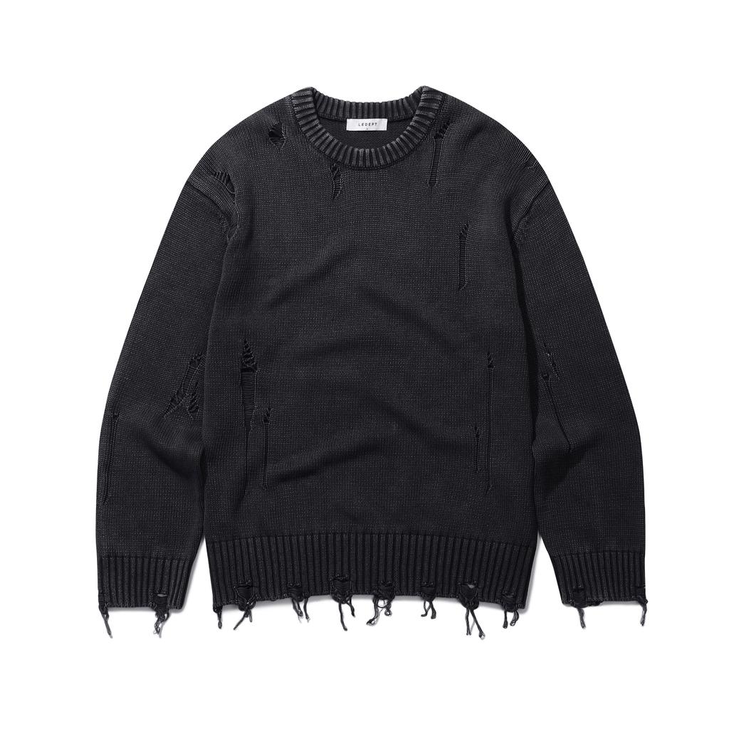 LEDEPT [Zhibanov X Le Dept] Garment Damage Round Pullover [3 Colors]