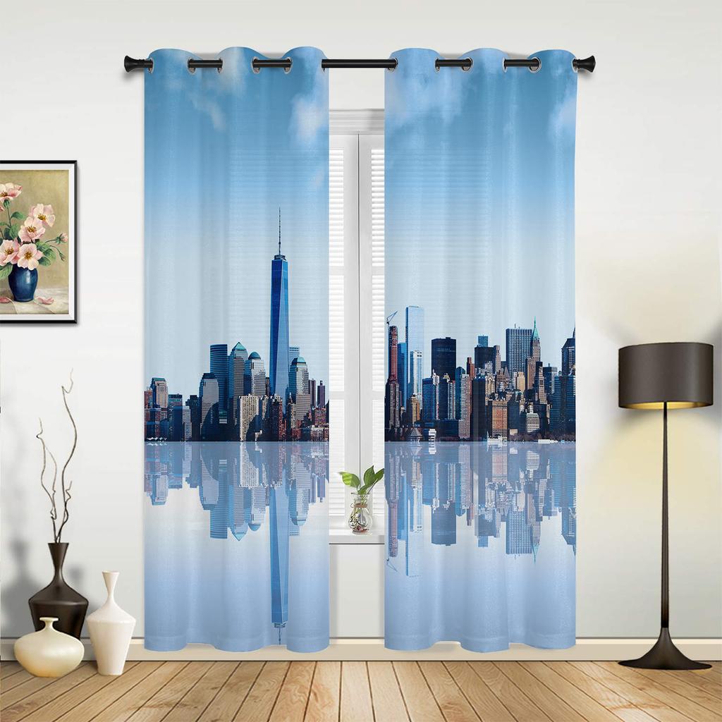 New York Záclony do oken Ložnice Kuchyň Závěsy Panel Domácí dekorace Záclony do obývacího pokoje