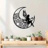 Metal Wall Art Celestial Fairy Outdoor Decor Iron Hollow Cut Design for Garden Patio Home