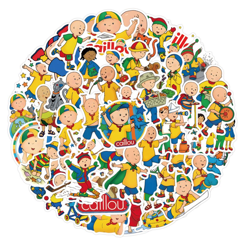 55 New Caillou Cards Made of Animated Graffiti Stickers Scooter Water Cup Cartoon Stickers