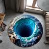 1 Stück 3D Welle Ozean Loch Muster Runder Teppich, Rutschfeste Fußmatte für Wohnzimmer, Schlafzimmer, Badezimmer, Ferienhaus Dekoration