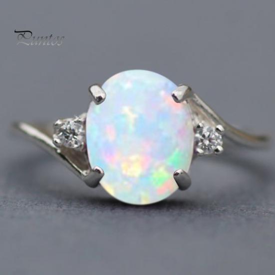 Fashion Exquisite Opal Alloy Charm Ring Women Bride Wedding Engagement Jewelry