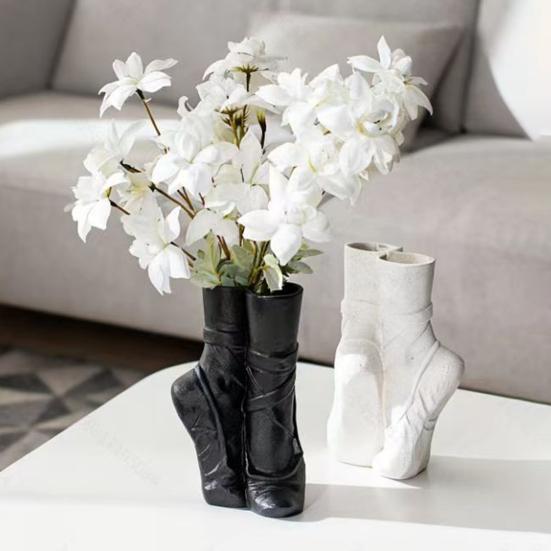 Balletsko Blomstervase Moderne Blomsterarrangement Borddekoration Abstrakt Kunst Danse sko Dekorativ Vase til Sofabord Kontorhylde Gaver