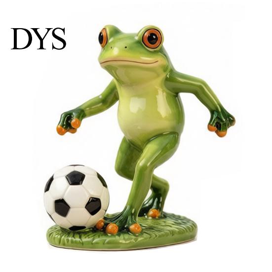 Stable Resin Figurine Football Player Frog Statue, Cute Garden Whimsical Waterproof Yard Statue for Outdoor Indoor Table Decor Decorative Grass