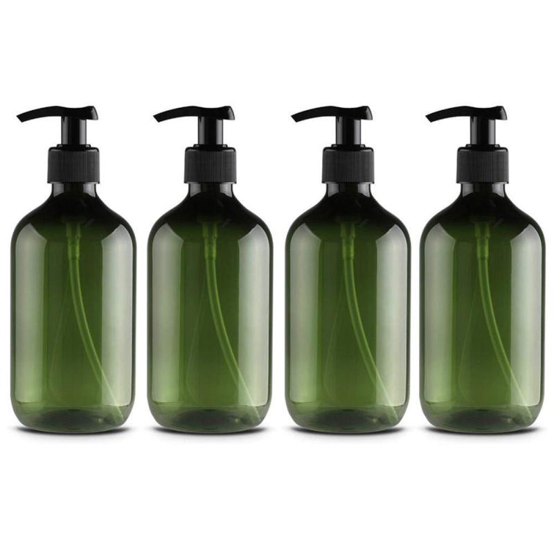 4pcs 500ml Refillable Pump Bottles Plastic Soap Dispenser Bottles For Gel Shampoo Lotion