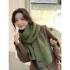 Letter Logo Plaid Knitted Scarf for Women Winter Solid Color Versatile Temperament Thickened Woolen Scarf Trendy Couple Style