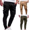 Pantalones Cargo Color Sólido Cordón Hombre Sueltos Multibolsillos Pantalones de Chándal para Uso Diario