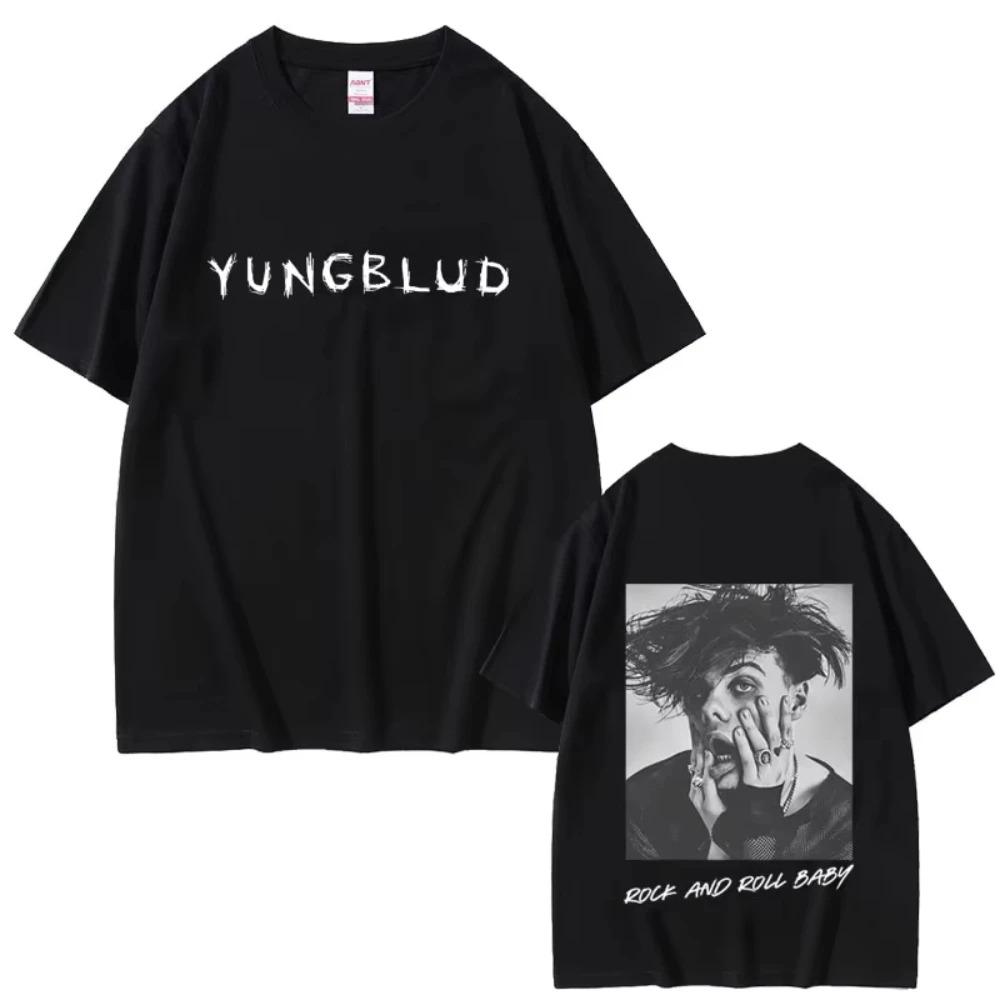 Singer Yungblud Portrait Graphic TShirt Unisex Casual Retro Street Style Mens Fashion Gothic TShirt Mens Soft Cotton TShirt