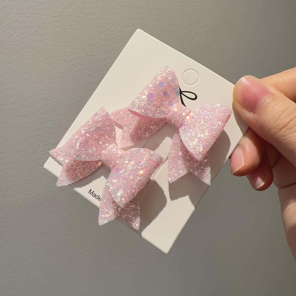 2Pcs Girls Cute Sequins Double Butterfly Hair Clip Bow Hairpins DIY Headwear Bow Decor Hairgrip Children Hair Accessories