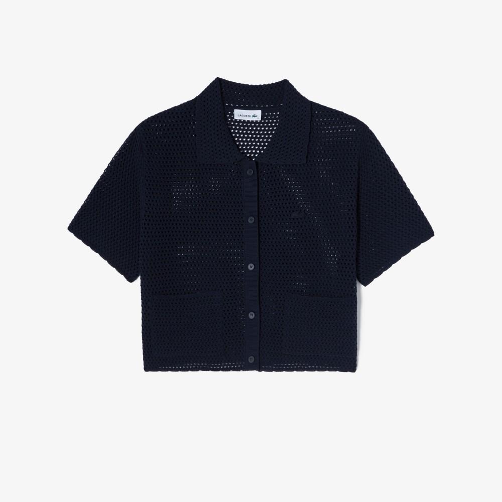 Lacoste Women's Crocheted Short Sleeve Cardigan AF301E-56G166