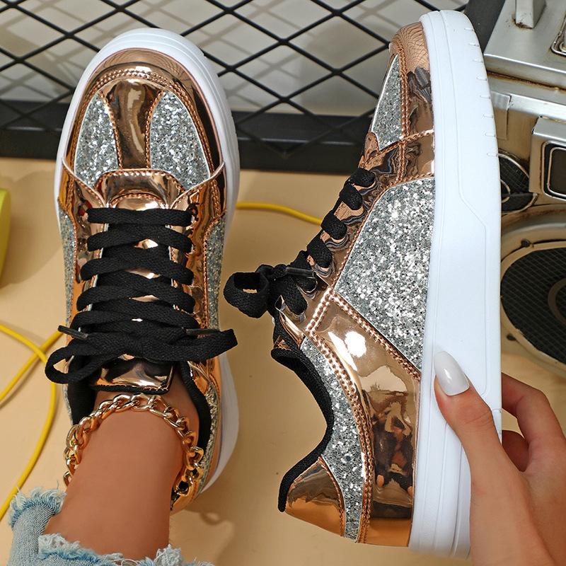 Casual Board Shoes Women Fashion Sequin Flats Breathable Walking Shoes Low-cut Daily Versatile Casual Shoes