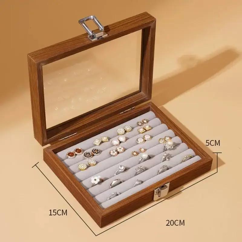 Black Walnut Jewelry Box with Lid Jewelry Case Bracelets Earring Ring Necklace Organizer Jewelry Display Box Jewelry Storage Box