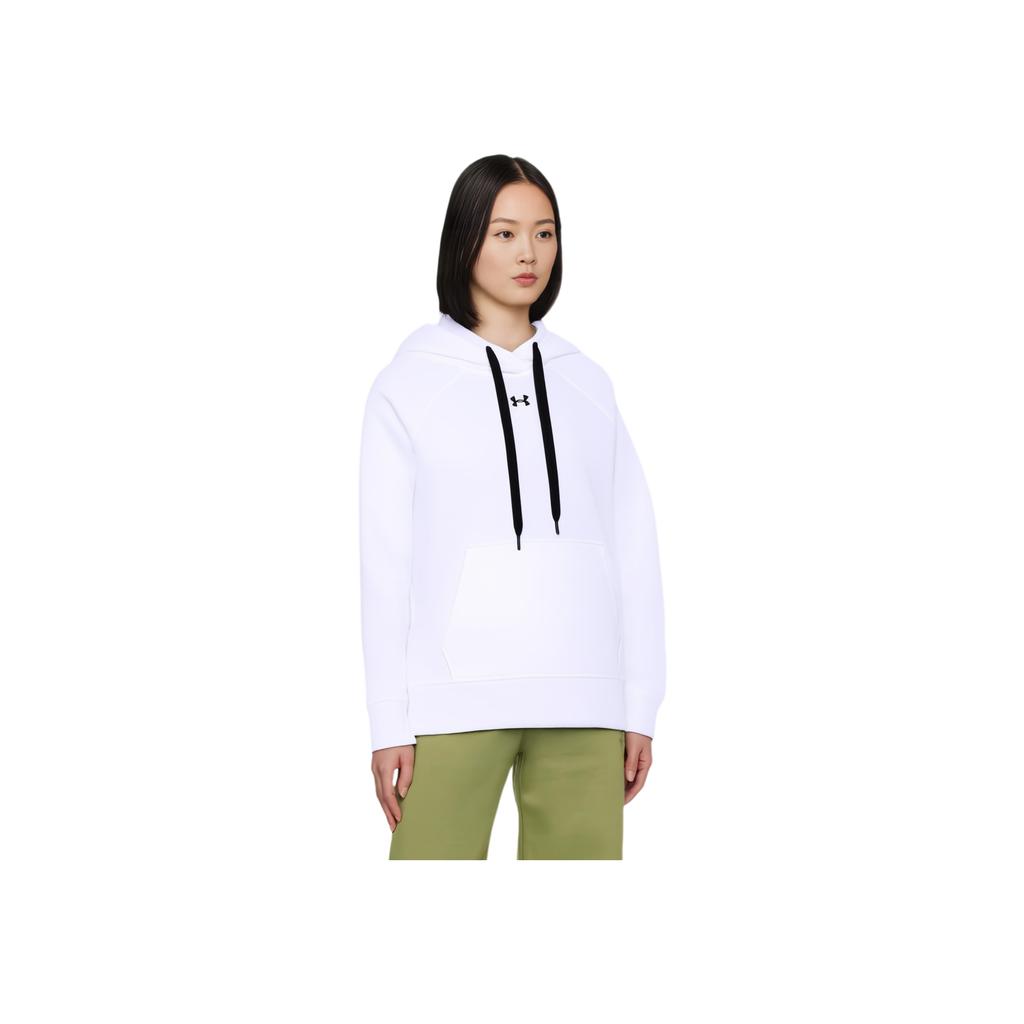 Under Armour Logo Print Hooded Pullover Long Sleeve Sweatshirt Women Sweatshirt White 1356317-100
