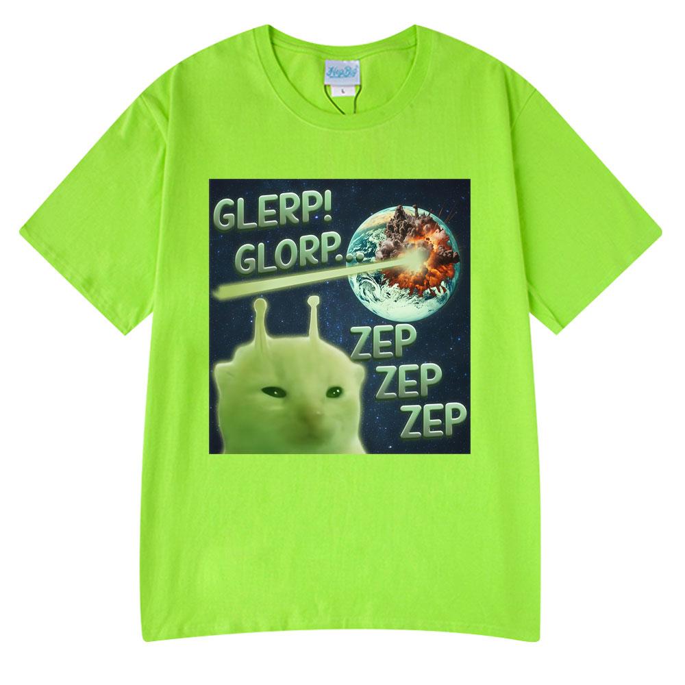 

Glerp Glorp Funny Alien Cat Italian Brainrot Meme T-shirt Men Women Graphic Print T Shirts Summer Cotton Short Sleeve T-shirt 2XL