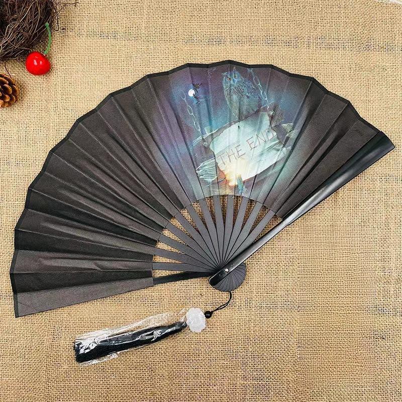 Classical Folding Fan, Vintage Dragon Printing, Hand Held Fans, Dancing Cloth Props