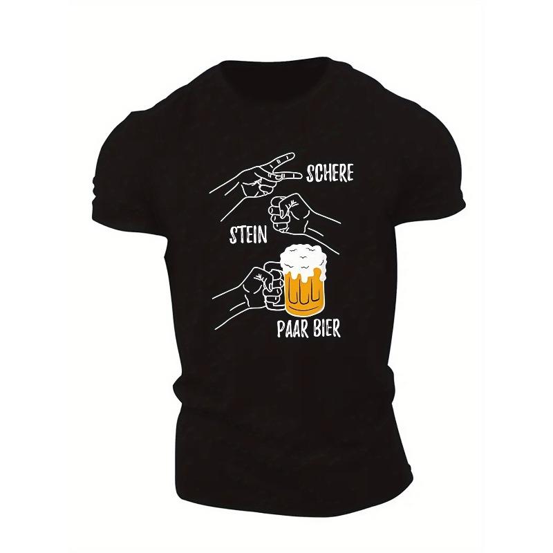 

European sizes Men s German Scissors & Stone Pair T-Shirt Casual Short Sleeve Summer Top with Graphic, Round Neck Tops For Men 4XL чорний