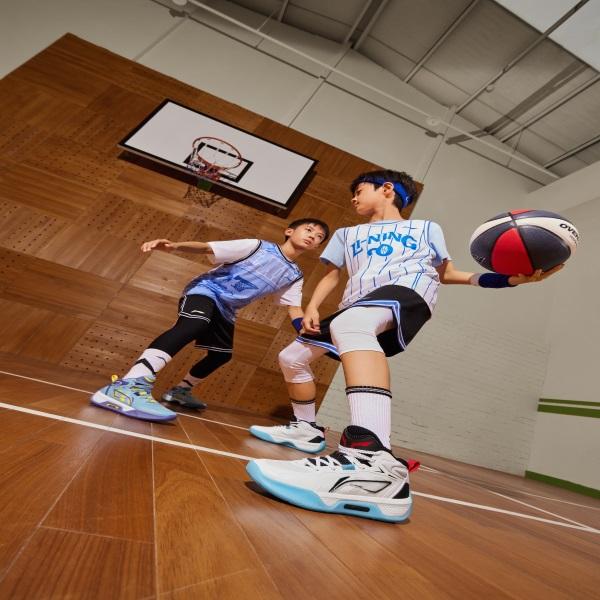Li Ning Teen Shadow V1 Basketball Shoes Kids Sneakers White Black YKBT080-3