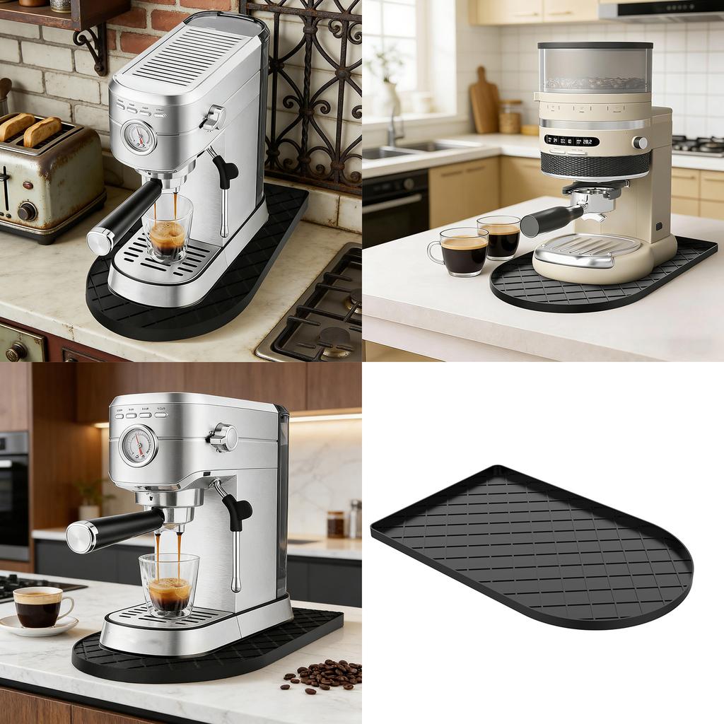 Nonslip Coffee Machine Silicone Mat Cup Holder Tool Organizer Heat Resistant Countertop Protective Pad for Countertop