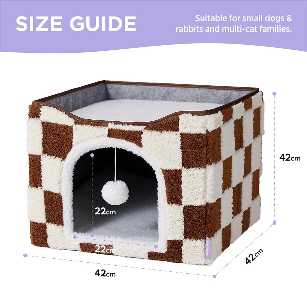 Lesure Cat Cat Cat with Toy Cute and Stylish Cat for Cats and Small Pet Supplies House, Bed, House, Square, Foldable, Space-Saving, Non-Slip, Ball,