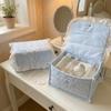 Lace Edge Little Blue Star Storage Basket Button Closure Storage Container Bedroom