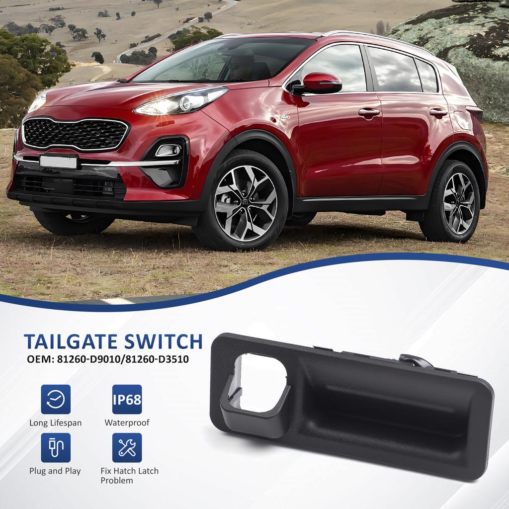 For Kia Sportage 2017-2019 Outside Parts Trunk Lid Lock Tailgate Handle Accessories Black Fittings 81260D9010 Tailgate Switch